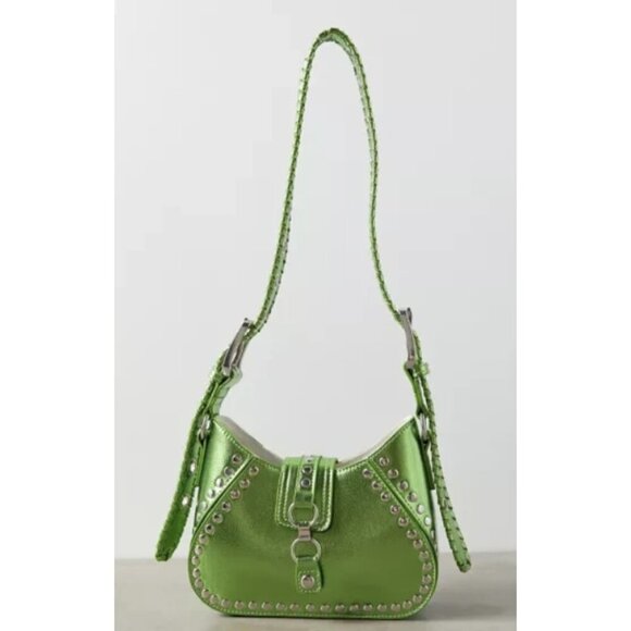URBAN OUTFITTERS Devon Studded Mini Shoulder Bag in Metallic Green Y2K Glam NWT - Picture 1 of 15